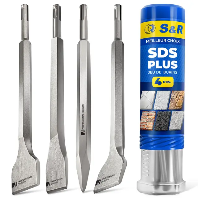 s&r lot 4 burins sds-plus béton