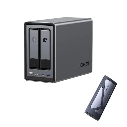 UGREEN NASync DXP2800 NAS de Bureau 2 Baies + Boîtier M.2 NVMe USB 3.2 Gen 2, Processeur Intel N100 Quadricœur, 8Go DDR5, 2,5GbE, 2 Emplacements M.2 NVMe, HDMI 4K (sans Disque) |10Gbps