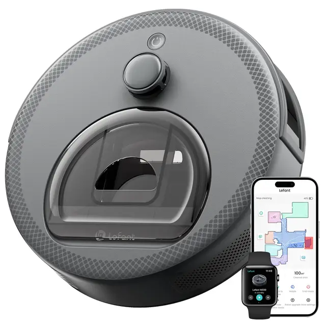 Lefant M330 Robot Aspirateur Laveur, 3 en 1 Aspirateur Robot, Navigation dToF, Cartographie, 5000Pa, 150min, Évitement d'obstacles, Zones Virtuelles, Évitement d'obstacles PSD, Alexa/APP/WiFi, Gris