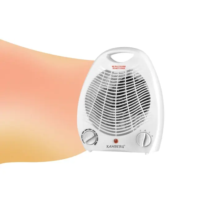 Kamberg - Radiateur Soufflant Salle de Bain - Chauffage d'appoint soufflant - Faible consommation - Silencieux - 2000 W - Blanc