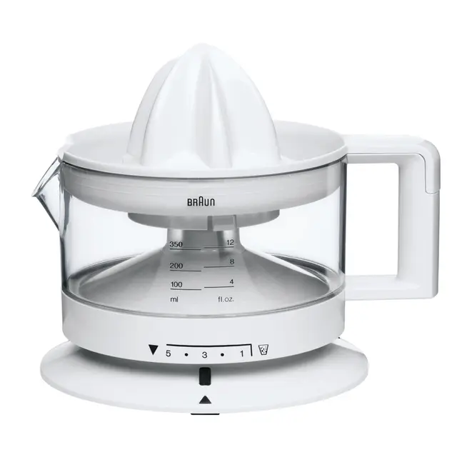 Braun Presse Agrume Electrique CJ3000WH, Bol 350 ml, 20 W, Jus d'Orange, Citron, Pamplemousse, Blanc