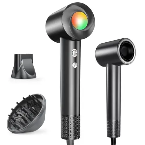 Haokoo Seche cheveux Professionnel avec Diffuseur – Séchage Rapide, Technologie Ionique Anti-Frisottis, Léger et Silencieux, Température Intelligente, Idéal Voyage & Quotidien (Noir)