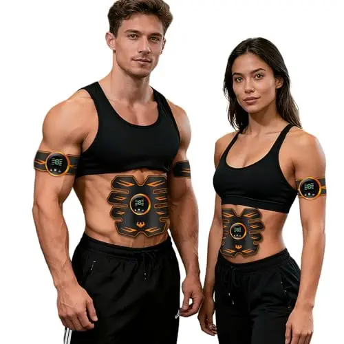 Stimulateur Musculaire EMS, Ceinture Abdominale Électrostimulation, 8 Modes 19 Niveaux, Appareil de Musculation pour Abdomen/Bras/Jambes, Femme Homme