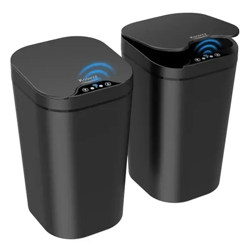 Kssvzz Pack de 2 Poubelle Automatique 10L avec Couvercle Intelligente pour Salle de Bain, Bureau, Chambre, Cuisine (Noir)