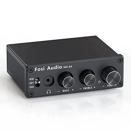 Fosi Audio Q4 Amplificateur de Casque, Amplificateur de Casque DAC USB 192 kHz, Entrées USB/Optiques/Coaxiales vers AUX/RCA/Sortie 3,5 mm, Ampli DAC de jeu pour PS5/PC/MAC/Haut-Parleurs Actifs