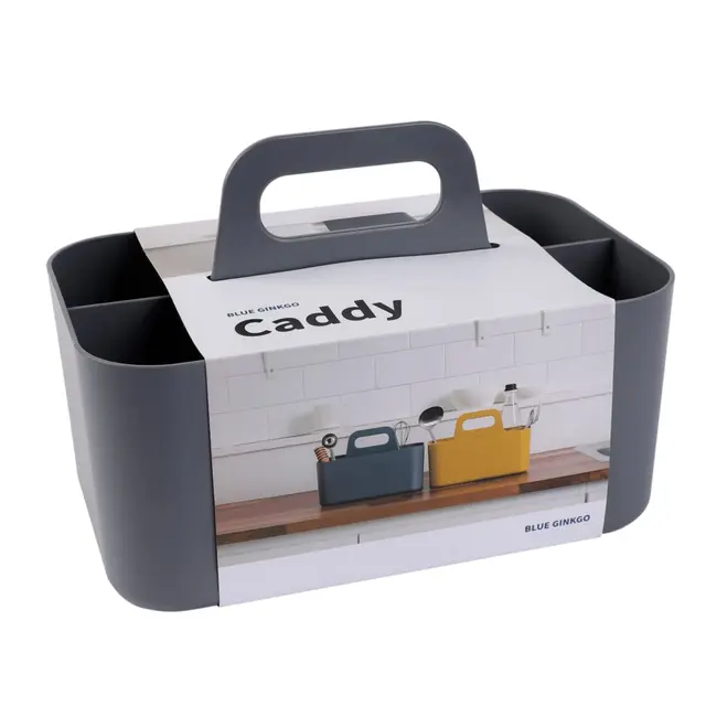 BLUE GINKGO Organisateur Empilable – Caddy Portable Fabriqué en Corée pour Salle de Bain, Bureau, Loisirs Créatifs ou Fournitures Scolaires (Rectangulaire, Gris)