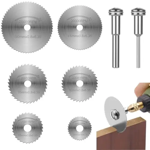 Flintronic 6pcs Disques de Coupe pour Outil Rotatif, Lames de Perceuse à Disque, HSS, Mini Disque Diamant à Tronçonner, Mini Outils de Coupe avec 2 Bielle pour Couper Métal, Bois, Plastique