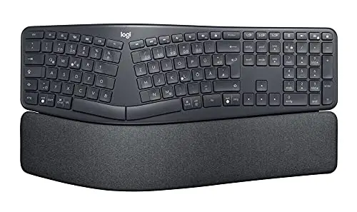 Logitech Ergo K860 Funk-Tastatur Allemand, QWERTZ Noir Ergonomisch, Handballenauflage