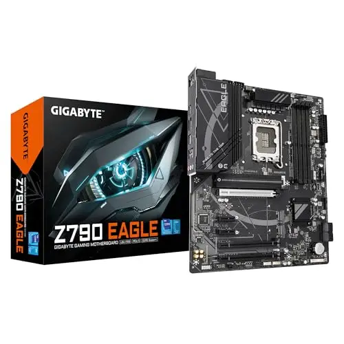 GIGABYTE Z790 Eagle Carte mère - Prend en Charge Les processeurs Intel Core de 14e génération, VRM 12+1+1 Phases, jusqu'à 7600MHz DDR5 (OC), 3xPCIe 4.0 M.2, 2,5GbE LAN, USB 3.2 Gen 2