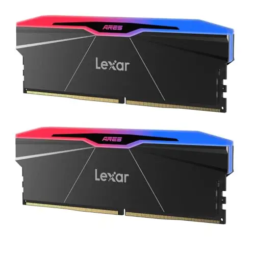 Lexar ARES Gen2 RGB DDR5 RAM Kit 32Go (2x16Go) 6400MHz CL32, 288-Pin UDIMM PC Mémoire RAM, Mémoire de Bureau, Mémoire Interne d'ordinateur Jeu PC pour Intel XMP 3.0/AMD EXPO/CL32-38-38-76/1,4V
