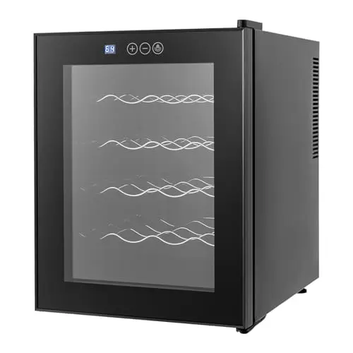 Petit réfrigérateur à bouteilles, 20 bouteilles, réfrigérateur autonome avec porte en verre, refroidisseur à vin compact avec 4 étagères pour la maison, le bar, le bureau, l'appartement