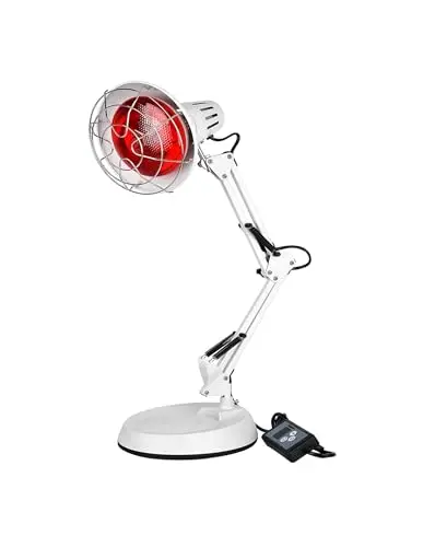Lampe Infrarouge 150W, 10 Niveaux de Température, Lumiere Infrarouge avec Minuterie ELectronique, Bras de Support RéGlable, Lampe Chauffante pour La Maison