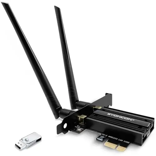 Carte WiFi 7 PCIe BE6500, Adaptateur Wi-FI avec Bluetooth 5.4, Tri-Bandes (6GHz Max 2882Mbps, 5GHz Max 2882Mbps, 2.4GHz Max 574Mbps) PCI Express Carte Réseau pour PC Windows 11