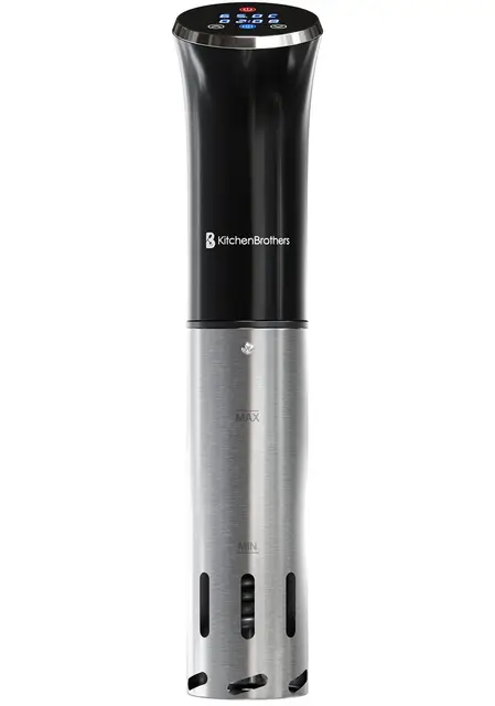 KitchenBrothers Thermoplongeur Sous Vide - Cuisson Basse Température - Cuiseur Sous Vide - Thermoplongeur Chauffe Eau -0 à 95℃, Réglable Par 0,2℃ - Fonction Minuterie - Alarme - 1200W