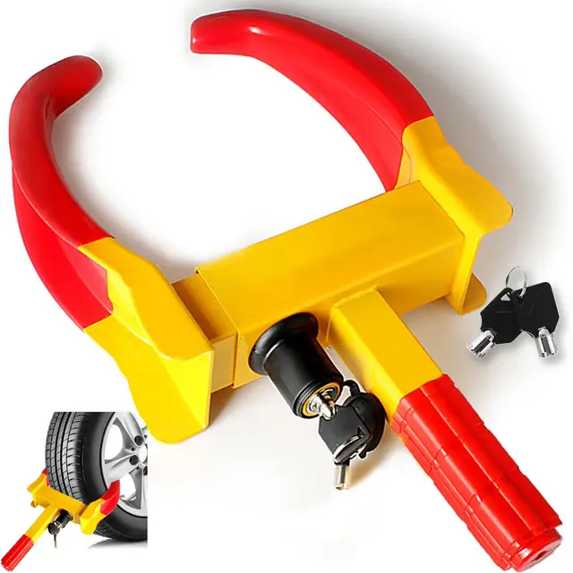 KEELYY Antivol Voiture Sabot Roue, Bloque Roue Griffe de Pneu Dispositif Antivol, Haute Sécurité, Serrure Anti-Perçage, Universelle, Réglable, Pour Remorques, Caravanes, Voitures, Camping-cars