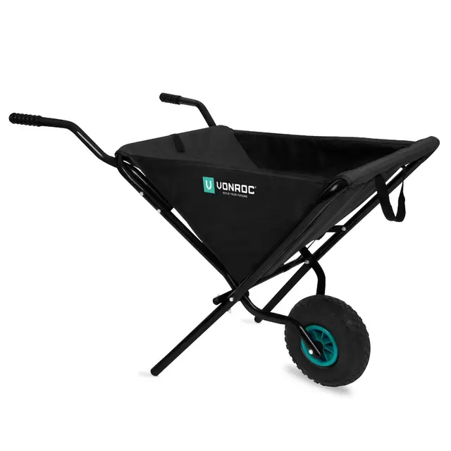 VONROC Brouette de Jardin Pliable – 50L – Capacité 30kg – Roue Pleine – pour Ramasser et Transporter Les Feuilles et Résidus de Coupe – Jardinage Extérieur