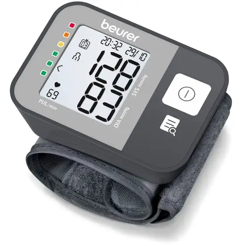 Beurer BC 27 Tensiomètre de poignet avec détection d'arythmie, indicateur de risque coloré, poignet 14-19,5 cm, dispositif médical, transfert de données vers Apple Health
