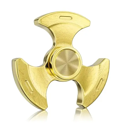 Coolden Hand Spinner Metal Fidget Spinner EDC Fidget Toys pour Enfants Adultes High Speed Rotation 3 à 5 Minutes Jouet Sensoriel Anti Stress ADHD Imprimé Rétro Cool Spinning Top Garçon Fille Or