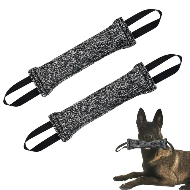 2Pcs Boudin À Mordre Jouet pour Chien 30 cm Boudin Mordant Chiens Jouet Remorqueur Morsure Chien Jouet Interactif d'entraînement pour Chiens avec 2 Anses pour le Tir à la Corde et Récupération (Gris)