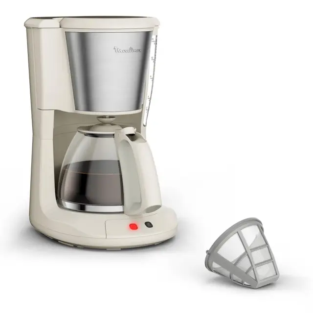 Cafetière filtre Subito Moulinex beige inox, Fonction de maintien au chaud en option, Filtre permanent réutilisable, FG5S1AE0, Rise