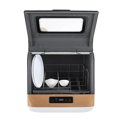 Lave-vaisselle de table pour 4 à 6 couverts, 3 programmes, lave-vaisselle compact, contrôle tactile, nettoyage par pulvérisation à 360 °, séchage, pour appartement, camping-car, camping