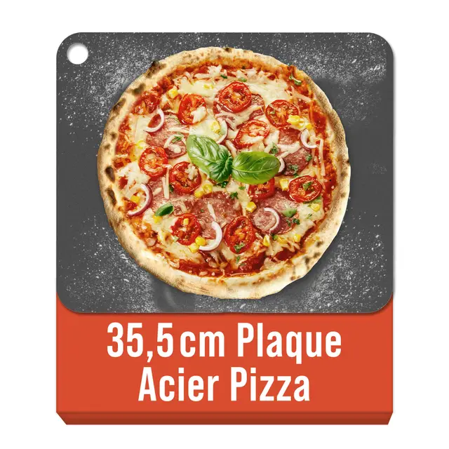 Chef Pomodoro Pierre à Pizza 35,6 x 30,5 cm (6,35 mm), Pierre Réfractaire Four, Pierres à Pizza, Cuisson, Pour Four, Acier, Avec Trous de Préhension, Idéal Pain et Pizza Maison