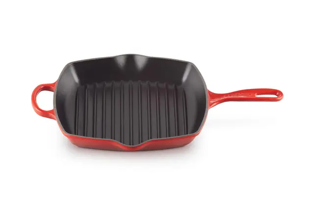LE CREUSET Skillet Gril en Fonte Émaillée, Carré, 26 cm, 2,86 kg, Cerise, 20183260600422