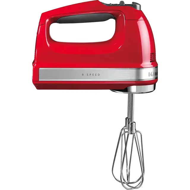 KitchenAid Batteur électrique 9 vitesses - Soft Start et écran LED - Mixeur cuisine avec fouets, fouet ballon, crochets pétrisseurs et pied mixeur - Moteur silencieux - 85 W - Rouge