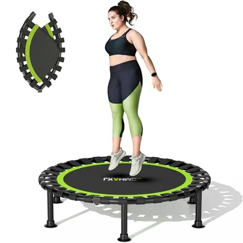 'ZCMHAXJ Foldable Mini Trampoline, 40'' Rebounder Trampoline for Adults & Kids, 450lbs Capacity with/Without U/T-Shaped Adjustable Bar, Indoor Fitness Workout Exercise Equipment'