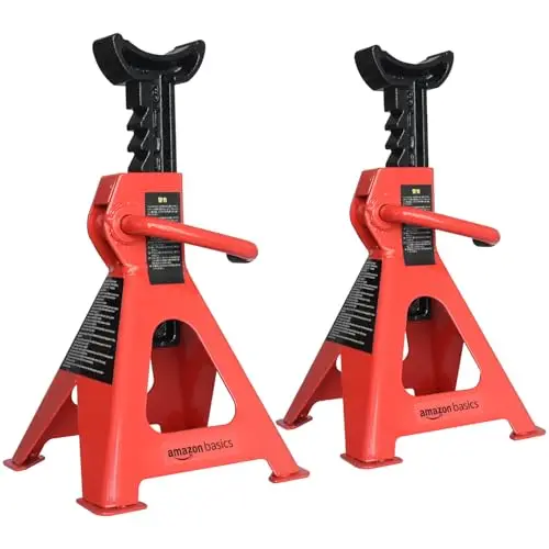 Amazon Basics de chandelles en acier, Capacité 3 tonnes (2.7 tonnes métriques), pour Voiture, Noir/Rouge, 1 Paire