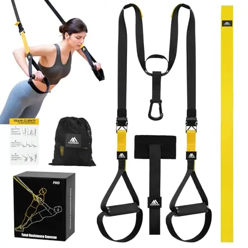 flintronic Kit d'entraînement à Suspension, Sangles de Suspension Multifonction Kit, d'entraînement Tout-en-Un avec Sangles Réglables pour Brûler des Graisses, Construire du Muscle
