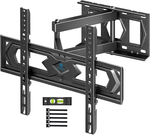 PERLESMITH Support Mural TV, pour 26-60 Pouces (66-152 cm) Télévision Jusqu'à 40kg, Fixation TV Murale Orientable et Inclinable 50 55 Pouces, Max VESA 400x400mm PSMFK10