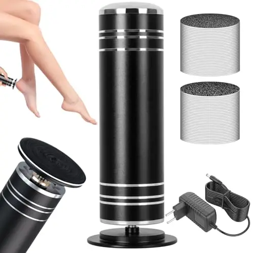 Hornhautentferner Elektrisch Professionell Elektrischer Hornhautentferner FüßE Regelbare Geschwindigkeit mit 60 PCS Ersatzschleifpapier füR Frauen & MäNner Tote Rissige Harte Haut (Schwarz)