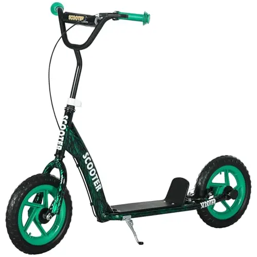 AIYAPLAY Trottinette Enfant patinette Scooter Enfant de 6 à 12 Ans Grandes Roues Ø30 cm Hauteur réglable Frein arrière béquille