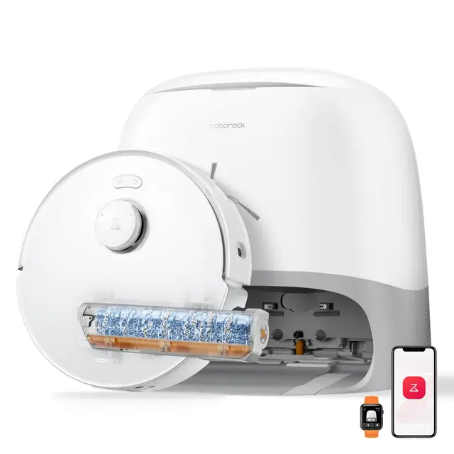 roborock Qrevo Curv 2 Flow Aspirateur Robot Laveur Roller avec 20.000 Pa, Nettoyage SpiraFlow en Temps Réel, Évite 200+ Obstacles, Doubles Anti-Enchevêtrement, Lavage à l'eau Chaude à 75°C