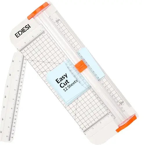 Ediesi, Massicot, A4, Coupe Papier, Guillotine, pour Home, Verrouillage automatique, avec règle d'extension, pour le papier, les photos, les coupons et les étiquettes (Blanc)