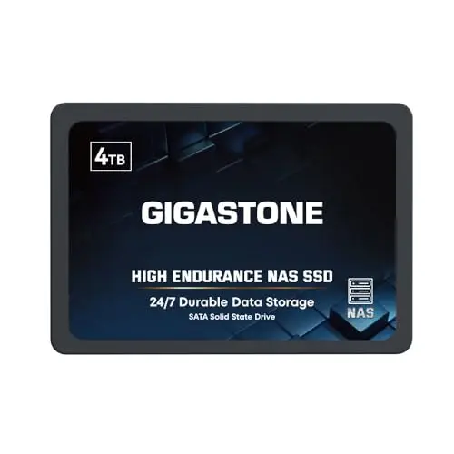 Gigastone Certifié NAS 4To NAS SSD Disque 24 h/24, 7 j/7 Durable Endurance élevée Raid Synchro sécurisée des données Cache de Stockage en réseau 2,5 Pouces SATA Disque Dur ssd Interne
