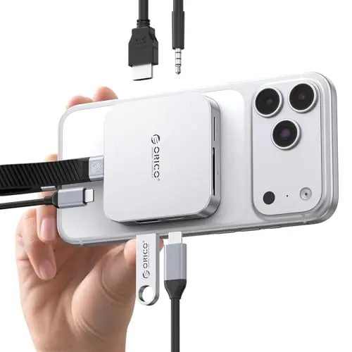 ORICO Station d'Accueil Magnétique USB C avec Boîtier SSD M.2 NVMe, Docking Station 8 en 1 avec HDMI 4K@60 Hz,PD 100 W, USB-A 10 Gbps, SD/TF, Audio. USB C Hub DockingStation pour iPhone/Dell HP Lenovo