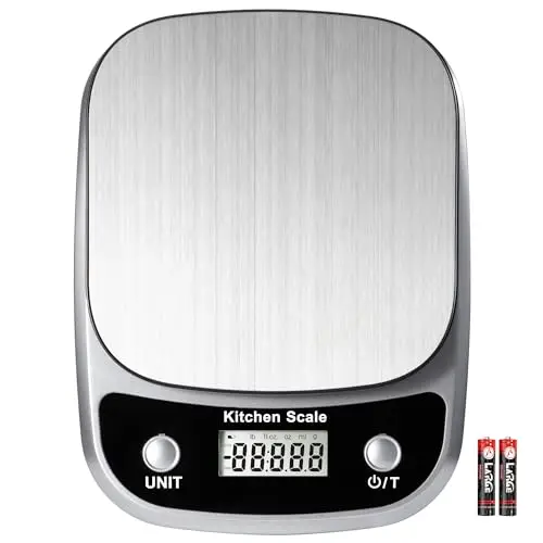 GRAM PRES Balance de cuisine numérique professionnelle 10 kg/1 g pour perte de poids, régime, pâtisserie, plate-forme de pesée en acier inoxydable, écran LCD