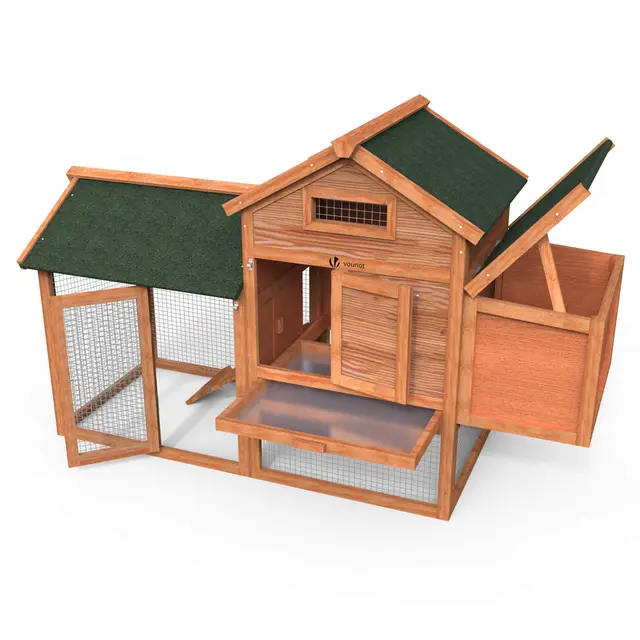 VOUNOT® Poulailler en Bois avec Pondoir et Perchoir Accueillant 2 Poules Poulailler 151 x 62 x 92cm avec Un Toit Imperméable et Porte verrouillable Idéal pour Poules Petits Animaux Lapins