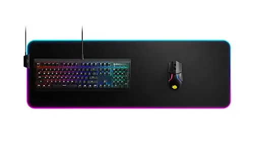 SteelSeries Tapis de souris de jeu en tissu QcK Prism - Éclairage RGB à 2 zones - Éclairage d'événements en temps réel - Optimisé pour les capteurs de jeu - Taille XL (900 x 300 x 2 mm) - Noir + RGB