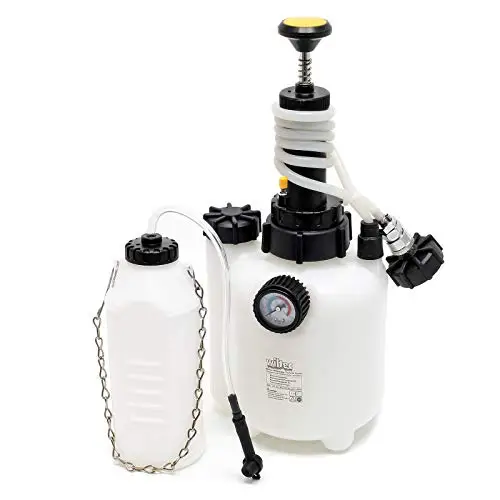 WilTec Purgeur de Freins - Pression Service 2 Bars/Pression Max. 4 Bars - avec Capacité 3 L/réservoir d'absorption 1 L - Appareil de Purge pour Échange de Liquide de Frein et d'embrayage