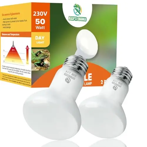 Lampe Chauffante pour Terrarium de Reptiles, 50W 2 Pièce de Lampes Chauffantes pour Tortues, Convenant Aux Amphibiens, Tortues, Dragons Barbus, Lézards, Serpents, Caméléons