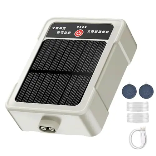 Solar-Sauerstoffpumpe Für Angler | Wetterfest, 8–12 Stunden Laufzeit | Lebendfischtransport-Sauerstoffpumpe | Für Hobbyangler, Aquarianer, Hobbygärtner Und Hobby-Brunnenbauer