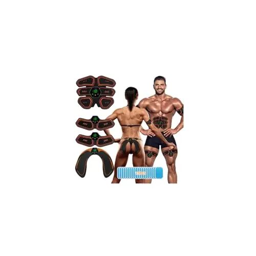 Electrostimulateur Musculaire, Abdos Musculation Appareil, 6 Modes et 19 Intensités Ceinture Musculation Electrostimulation, pour Abdos/Bras/Jambes/Fesses,Homme Femme
