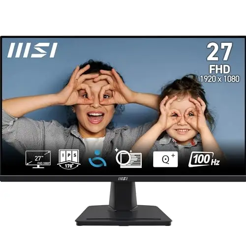 MSI Pro MP275 écran bureautique 27" Full HD - Dalle IPS 1920 x 1080, 100 Hz, 4 ms, écran respectueux des Yeux, Haut-parleurs intégrés, inclinable - HDMI 1.4b, D-Sub (VGA)