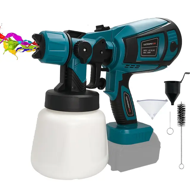 Pulvérisateur de peinture sans fil pour batterie Makita 18 V, pistolet pulvérisateur sans fil avec moteur 32 000 tr/min, 3 buses et 3 modes de pulvérisation, réservoir de 1000 ml (sans