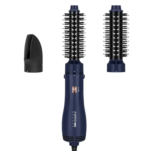 PARWIN PRO BEAUTY Brosse Soufflante 4 en 1, sèche-cheveux, volume rapide, boucles, lissage, 3 températures, céramique, soin ionique, 1100 watts, Bleu