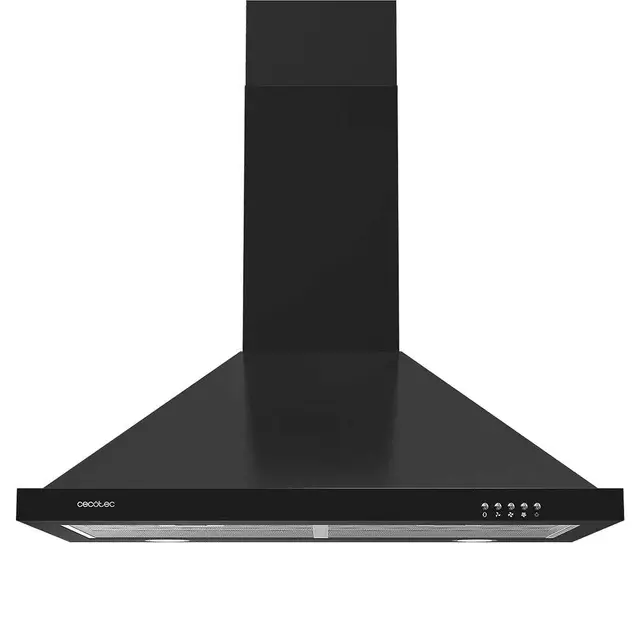 Cecotec Hotte Aspirante Pyramidale de 60 cm Bolero Flux PM 604300 Noir C. Moteur 105 W, Aspiration 430 m3/h, Commande Mécanique, 3 Niveaux de Puissance, Lumière, Filtre en Aluminium, Finition Noire