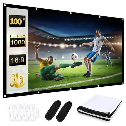 Écran de projection 120" - 16:9 HD pliable - Anti-plis - Double face - 265 x 149 cm - Écran de projection portable pour la maison, l'école, les réunions